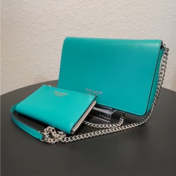 Kate Spade Spencer leather wallet on a chain set - Picture 2 of 6